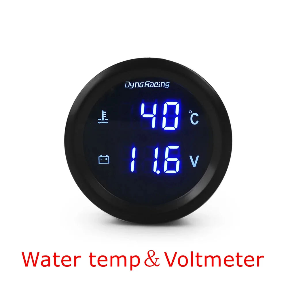 Dynoracing 52mm Digital Car Gauge Set | Turbo Boost Oil Temp Voltmeter Tachometer detail view