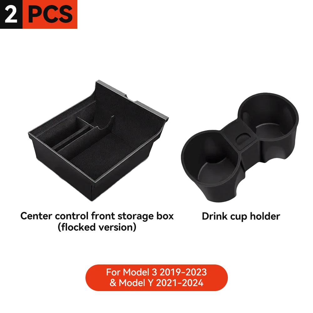 Car Storage Box for Tesla Model 3/Y Highland | Center Console Hidden Organizer close-up view