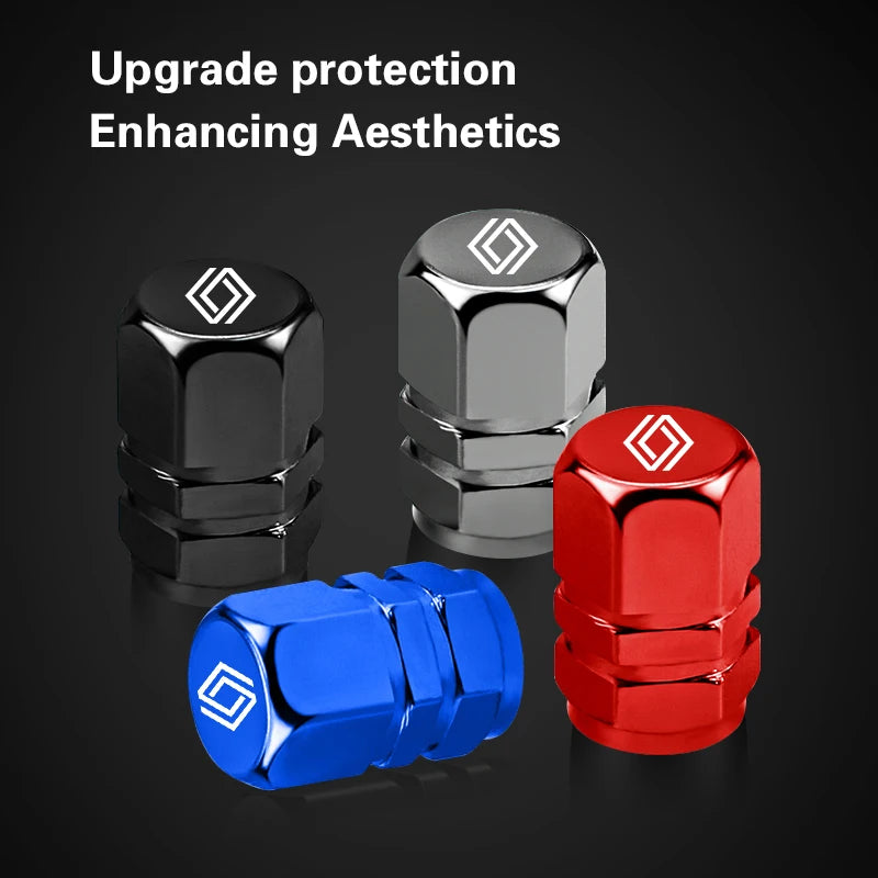 4Pcs Renault Laser Metal Tire Valve Stem Covers | Aluminum Alloy Wheel Caps detail view