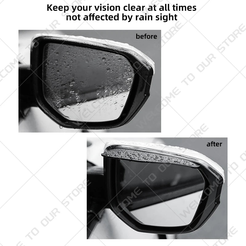 2PCS Car Rearview Mirror Rain Eyebrow | Carbon Fiber Rain Shield Cover close-up view