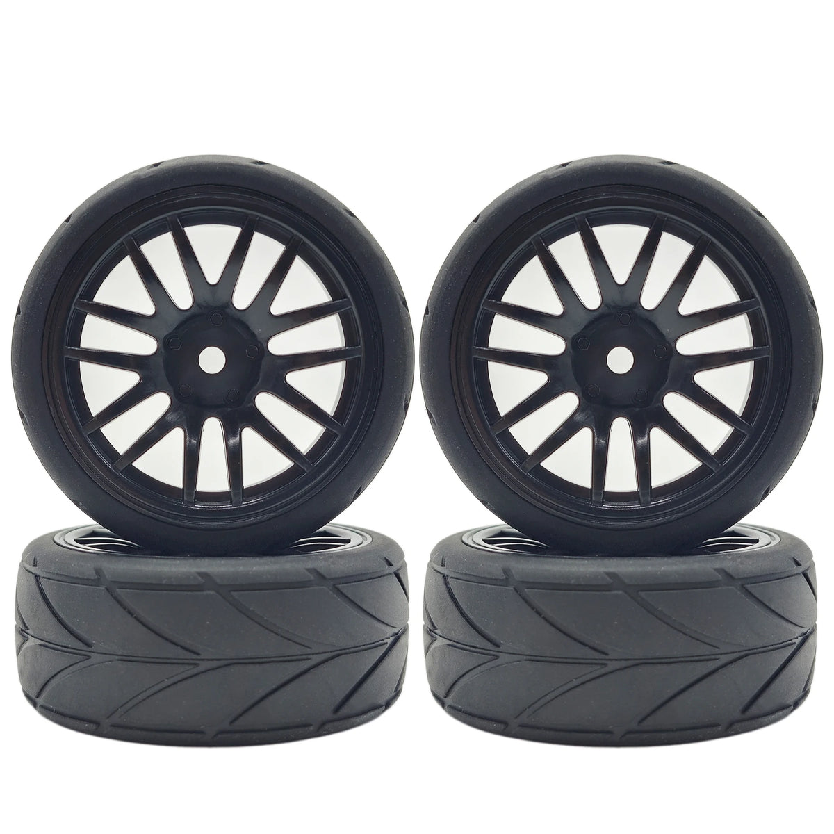 1/10 RC Racing Tires & Wheel Rims 12mm Hex for 1:10 On Road Car additional angle