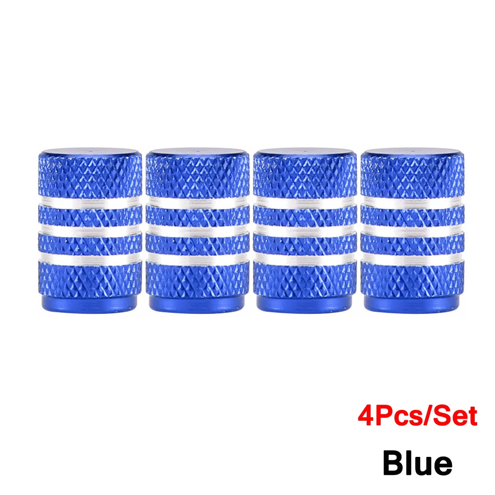 DSYCAR 4Pcs Silver Aluminum Knurling Tire Valve Stem Caps | US Schrader Compatible alternate view