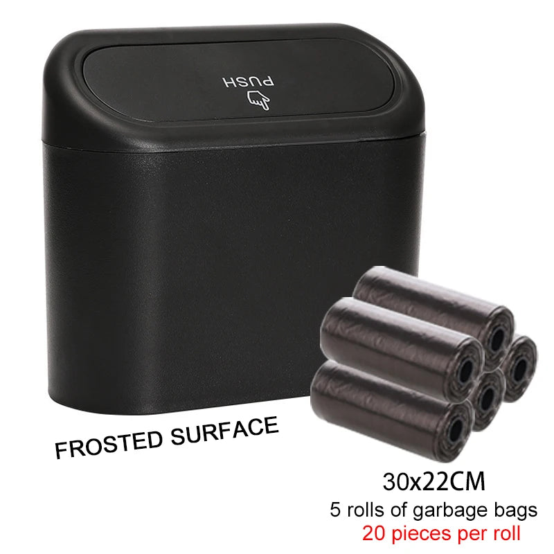 Black Square ABS Hanging Car Trash Can with Lid lifestyle view