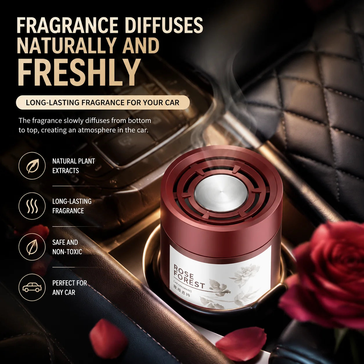 Car mounted fragrance, lasting fragrance, car perfume accessories, high-grade fragrance, toilet odor removing solid perfume