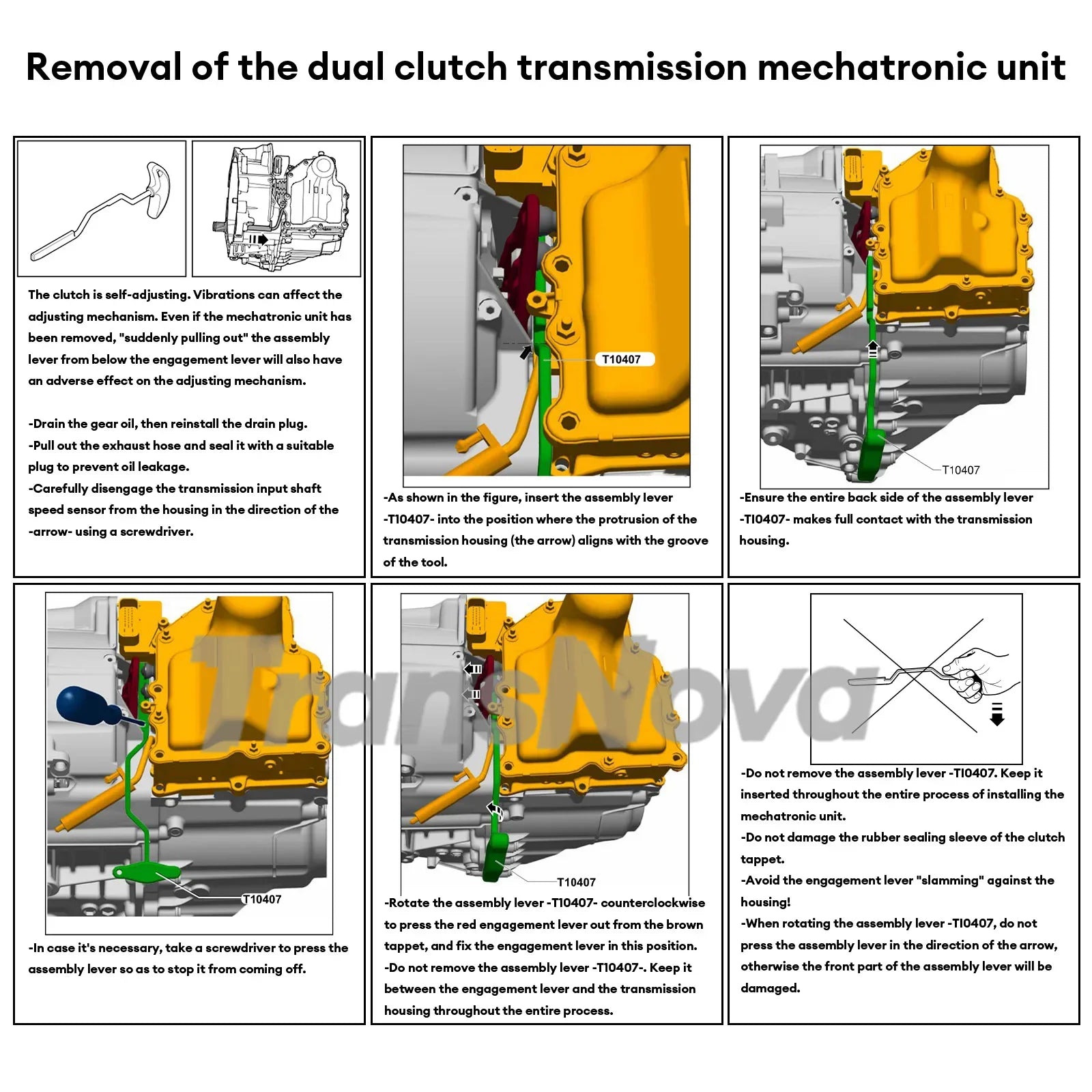 TransNova DQ200 0AM DSG Transmission Disassembly Tool Valve Body Computer Installation & detail view