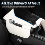 Upgraded Microfiber Leather Car Console Cover Armrest Cushion with 2 Storage Pockets U close-up view