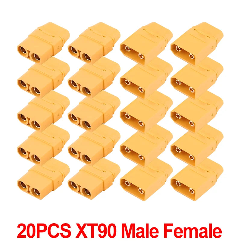 XT90 Male Female Copper Bullet Wire Connectors for RC Lipo Battery close-up view
