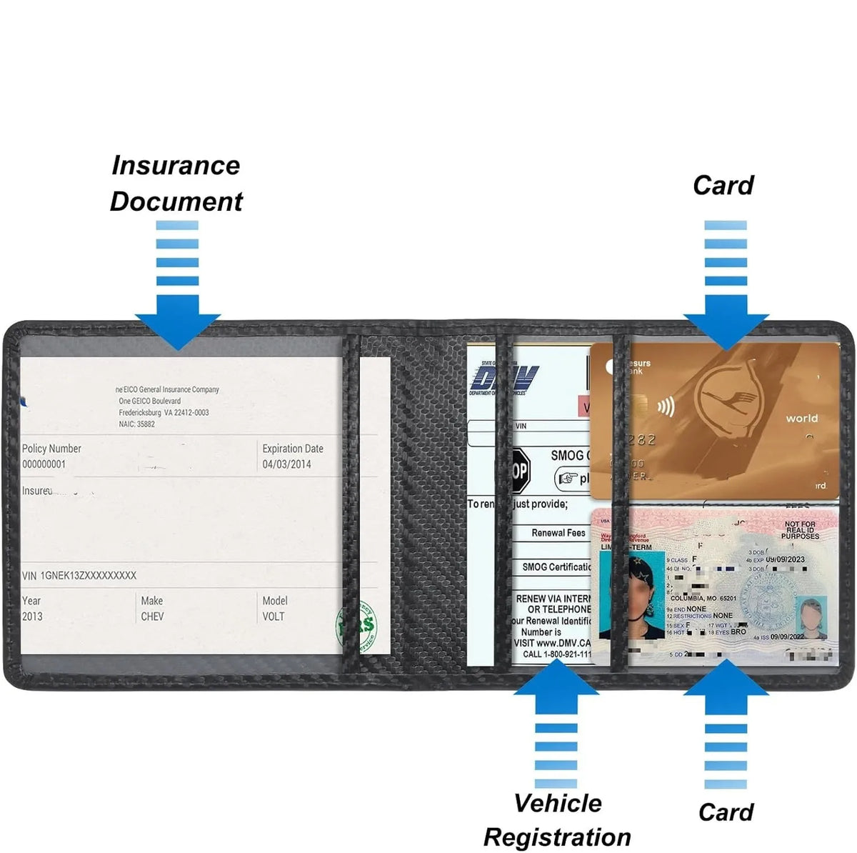 PU Car Registration and Insurance Card Holder alternate view