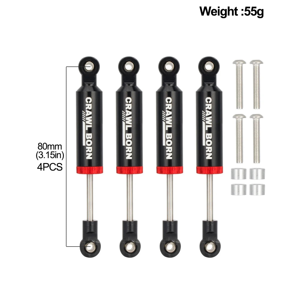4PCS Metal Built-in Spring Shock Absorber 70/80/90/100/110mm for 1/10 RC Crawler Car A close-up view