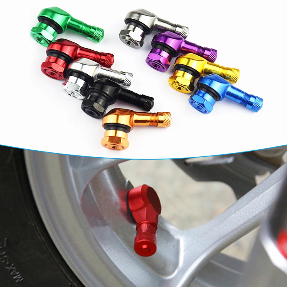 90 Degree CNC Motorcycle Tire Valve Stems | Leak-proof 2-Piece Set for Bikes and Scooter detail view