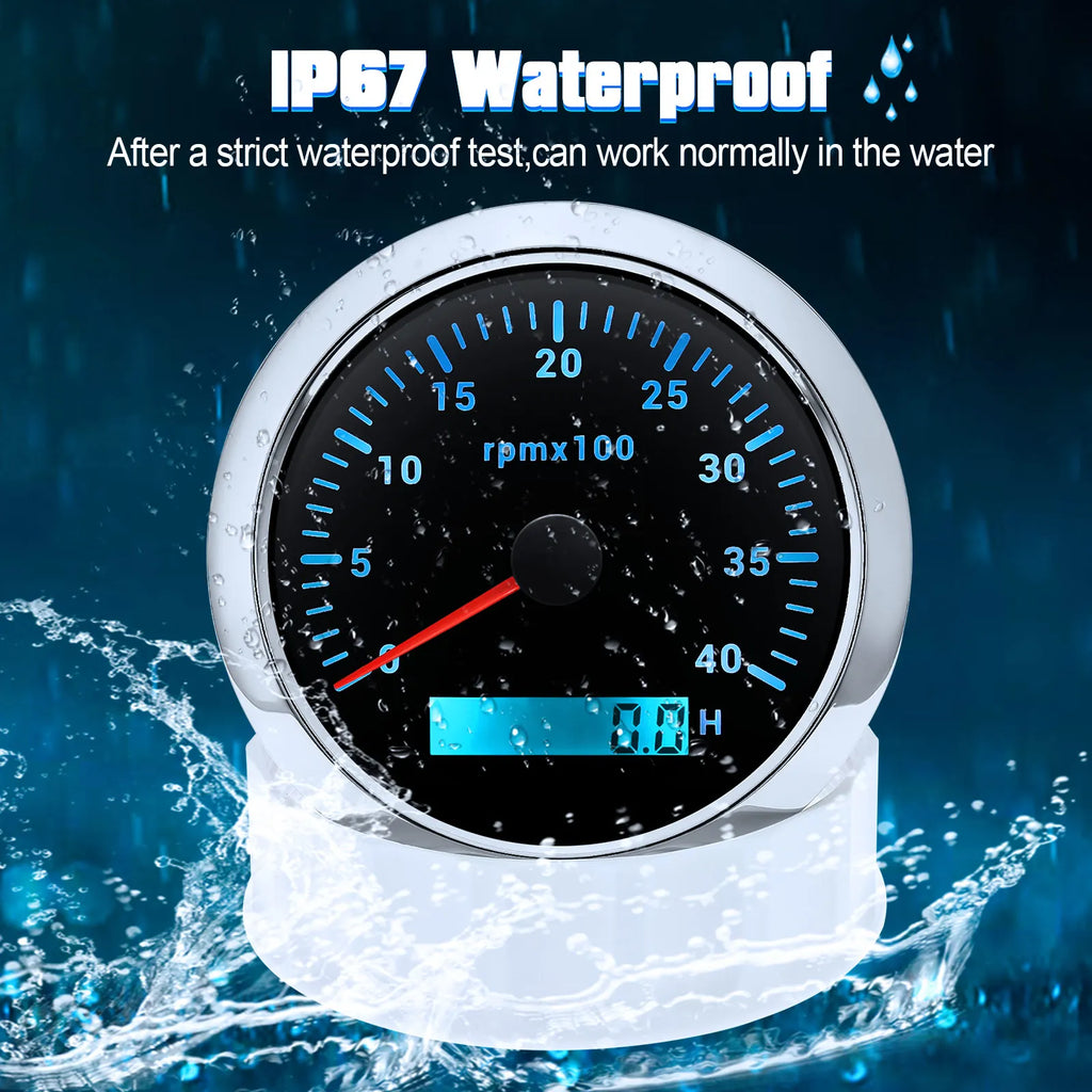 85mm Digital LED 7 Color Backlight 85mm Tachometer 3000/4000/6000/7000/8000 RPM Optional Gauge For Marine Boat Motorcycle Car