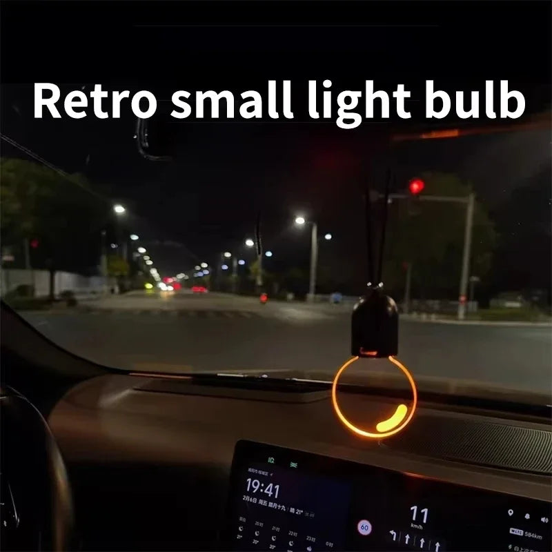Acrylic Retro LED Bulb Rearview Mirror Pendant
