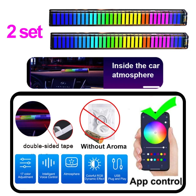 Car Air Freshener with LED Aroma Decorate Atmosphere Fragrance Accessorie RGB Strip So close-up view