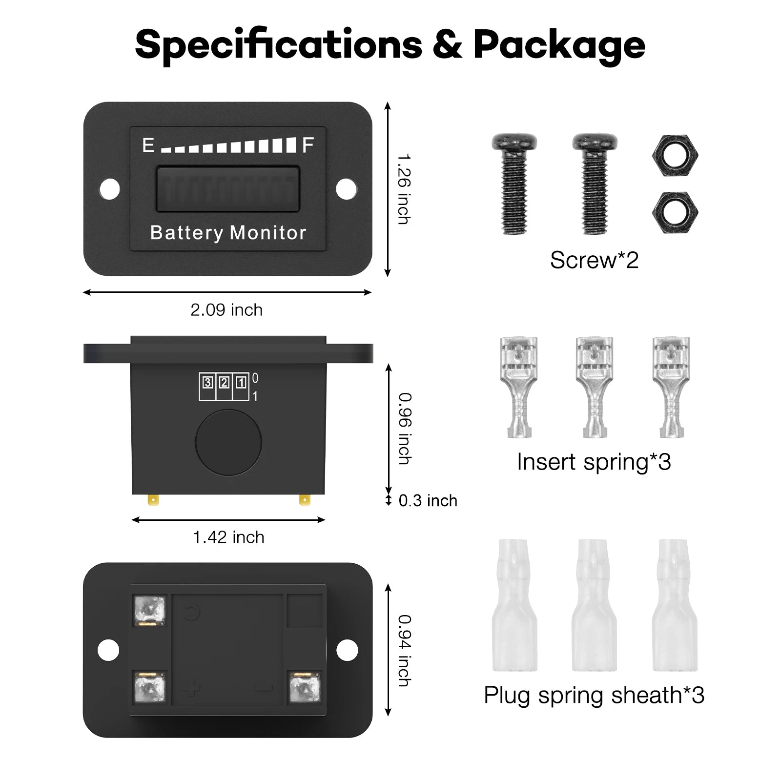 LED Battery Meter 12V-72V Power Monitor | Waterproof Battery Gauge for RV Golf Cart additional angle
