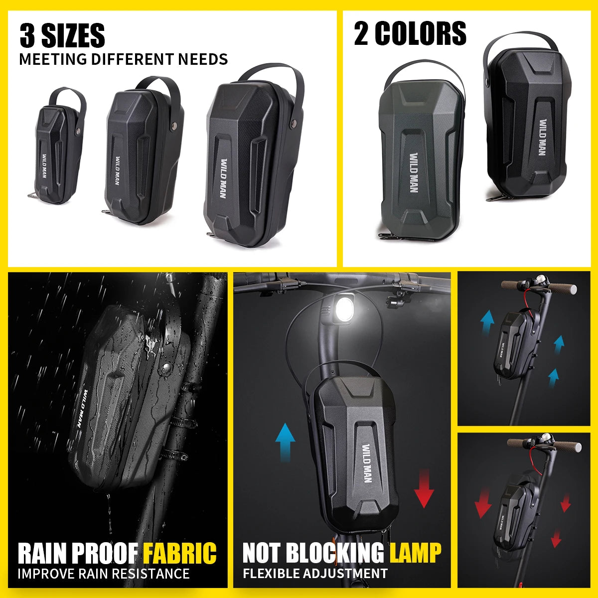 WILD MAN Anti-Theft Electric Scooter Bag Bike Front Fork Pouch Quick Release Hard She alternate view