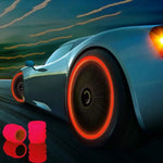 20Pc Luminous Valve Caps Fluorescent Night Glowing Decor Car Motorcycle Bicycle Wheel close-up view