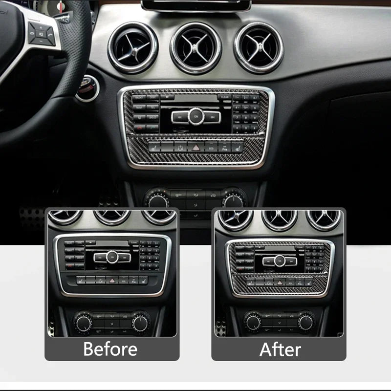 Car Styling Carbon fiber interior button panel Decoration Cover Trim Sticker frame For Mercedes Benz