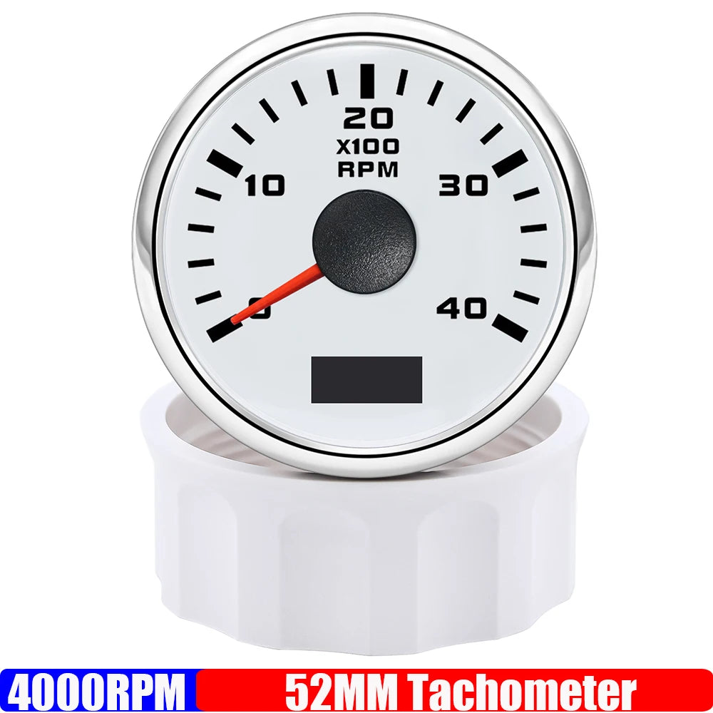 2" 52mm Tachometer Gauge | Red Backlight RPM Meter for Car Boat Marine 12V 24V additional angle