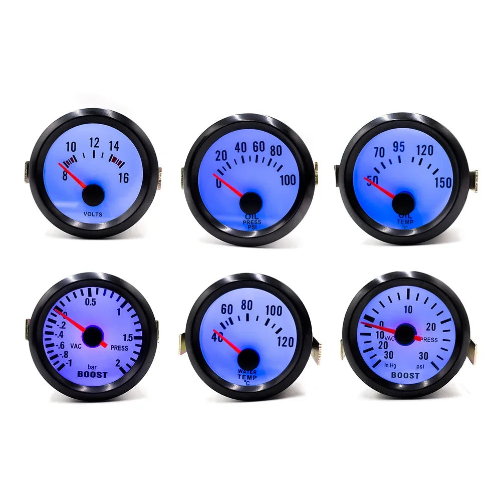 2" 52mm Mechanical 12V Car Turbo Boost Gauge -1~2Bar Black | Blue LED Auto Meter alternate view