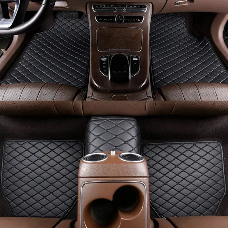 Car Floor Mats 5Pcs Universal Quality PU Leather Waterproof Auto Foot Pad Protector A alternate view