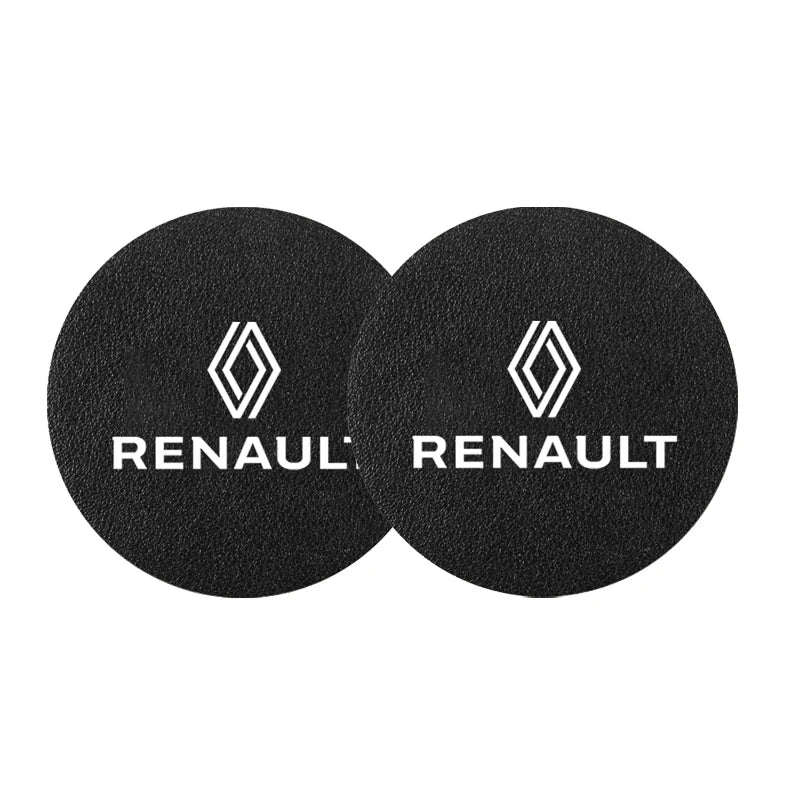 2Pcs Car Coasters Water Cup Mats Waterproof Slot Pads for Renault | PU Leather & Carb alternate view