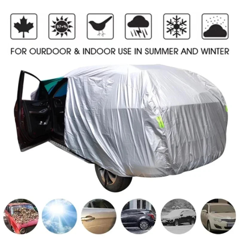 Universal SUV Sedan Full Car Cover | Waterproof Outdoor Protection Silver S-XXL