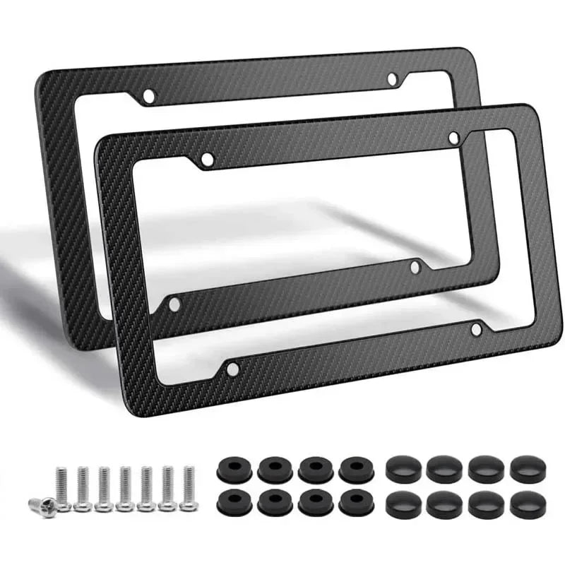 Car Motorcycle 30*15CM 1/2pcs License Plate Frame Carbon Pattern Plastic License Plate close-up view
