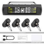 Smart Solar TPMS Car Tire Pressure Alarm Monitor System | 4 Internal Sensor Driving Safety Warning S