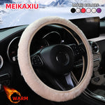 Winter Plush Steering Wheel Cover Black additional angle