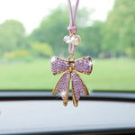 Fashion Diamond-Encrusted Bowtie Car Rearview Mirror Pendant Creative Bow Tie Car Accessory Pendant Decoration