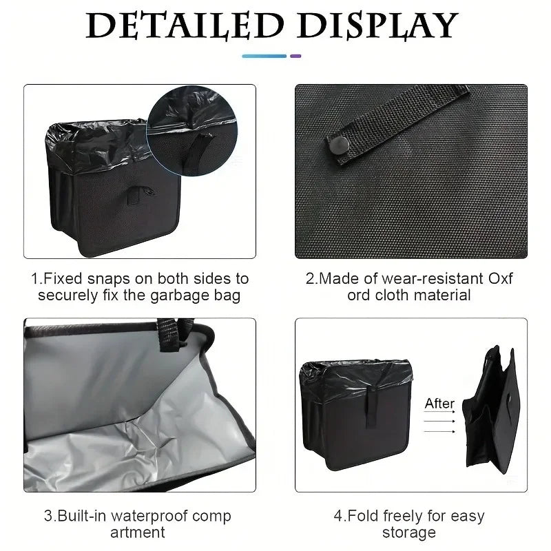 Foldable Car Trash Can, Large Capacity Car Hanging Waterproof Leakproof Trash Can Stor close-up view