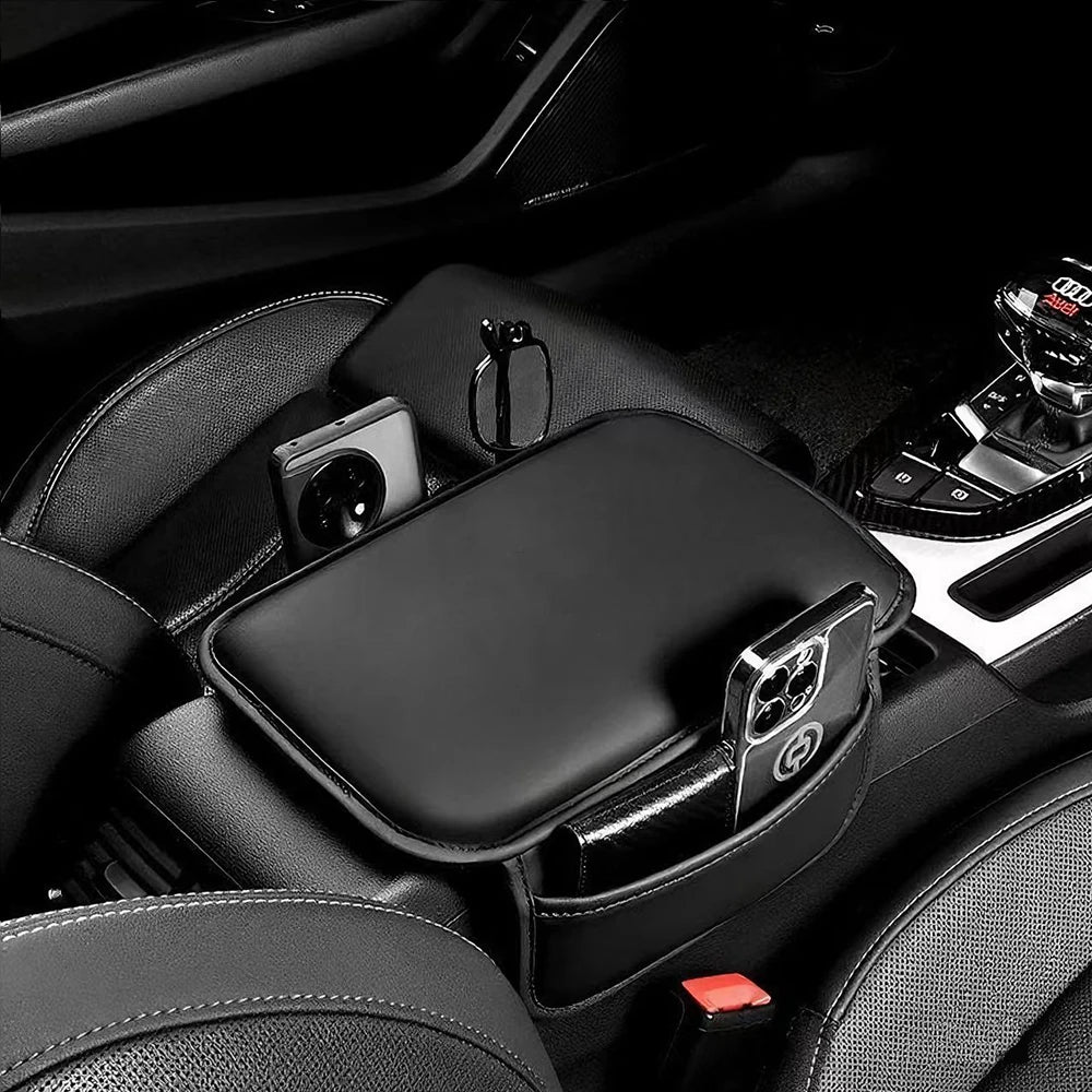 Leather Car Armrest Box Pad Center Console Arm Rest Protector Storage Pocket With pocket storage