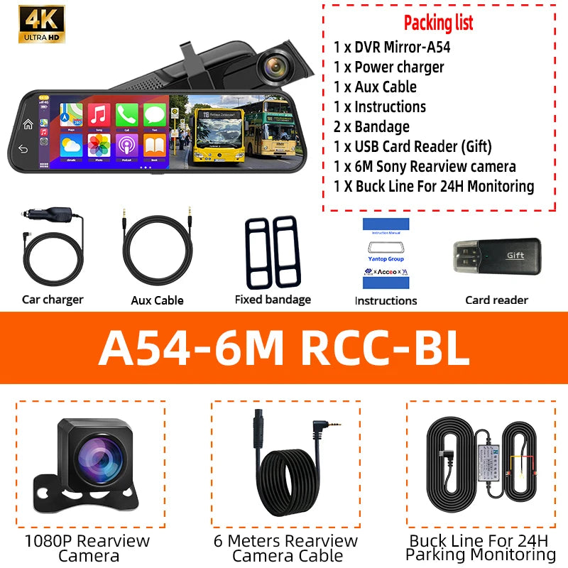 4K HD Car DVR Touch Screen | Dash Cam with Carplay & Android Auto alternate view