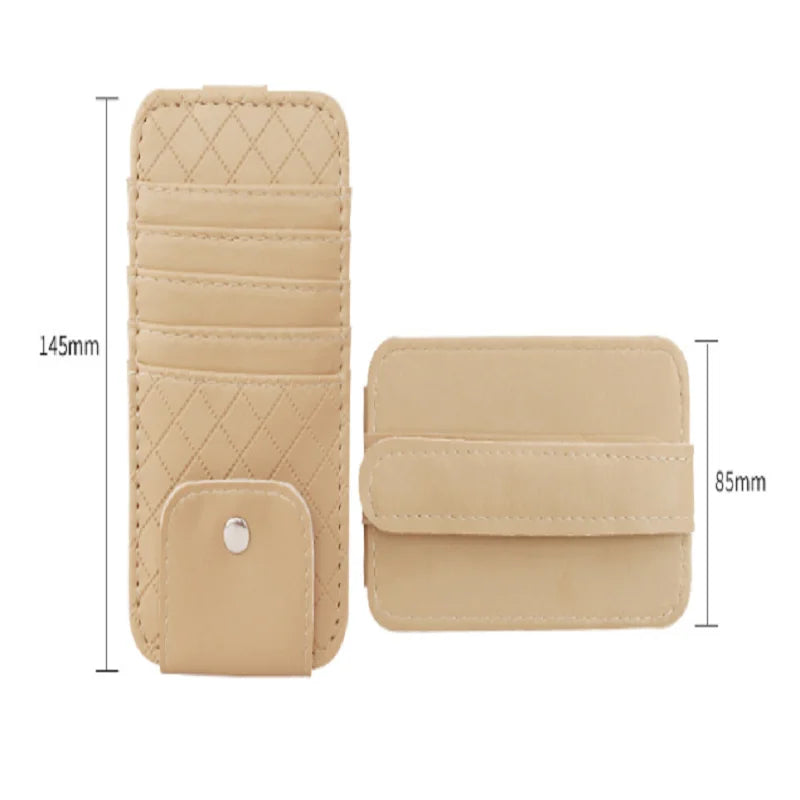 Leather Sun Visor Organizer Storage Pocket Bag