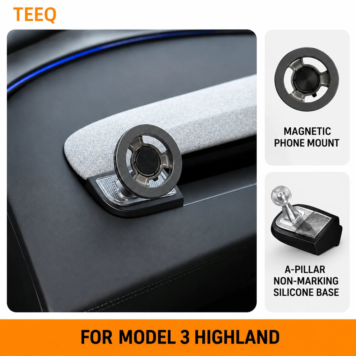 Magnetic Car Phone Mount for Tesla Model 3 Highland Model Y Juniper Model YL A-Pillar Ve detail view