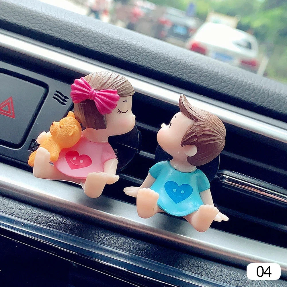 Lovely Couple Car Air Vent Freshener Essential Oil Perfume Clip Scent Aromas Diffuser Decor Fragrance Auto Interior Accessories
