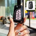 TPU Car Folding Key Case Cover Fit for Toyota Corolla Fortuner Tundra RAV4 Keyless Auto Accessories