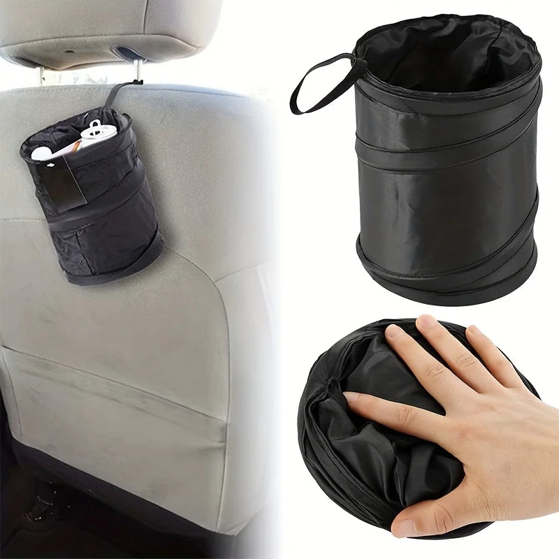Car Trash Can Collapsible Oxford Cloth Trash Bin close-up view