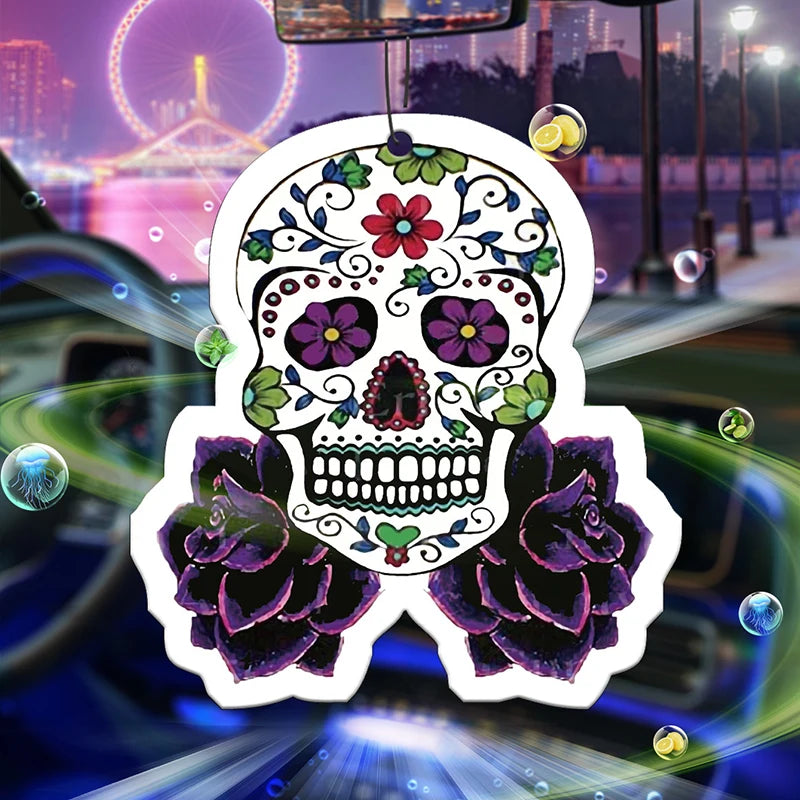 Purple Skull Car Air Freshener | Long-Lasting Perfume Pendant