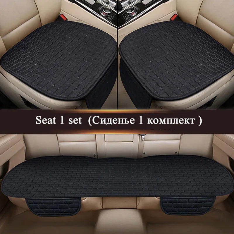 Flax Car Seat Cushion Pad Thick Fiber Filled Seat Cover lifestyle view