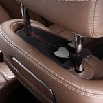 Heart Shape Metal Car Headrest Hooks 2 in 1 Leather Hanger close-up view