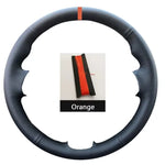Black Leather Car Steering Wheel Braid Soft Leather Cover For Renault Clio 3 RS 2005 200 detail view