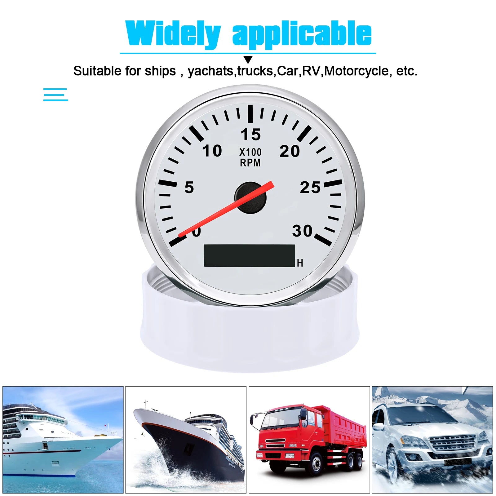 85mm Tachometer Gauge with Digital Hourmeter RPM Sensor | Universal for Car Boat additional angle