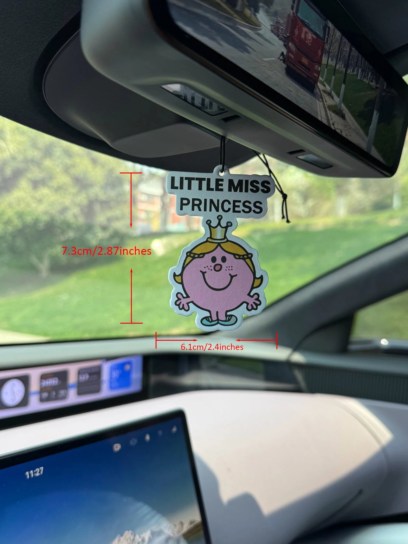 Little Miss Princess Pink Cartoon Crown Hanging Car Air Freshener, Plant-Based Natural Extract Scent Aroma Card, Multi-Use Scent