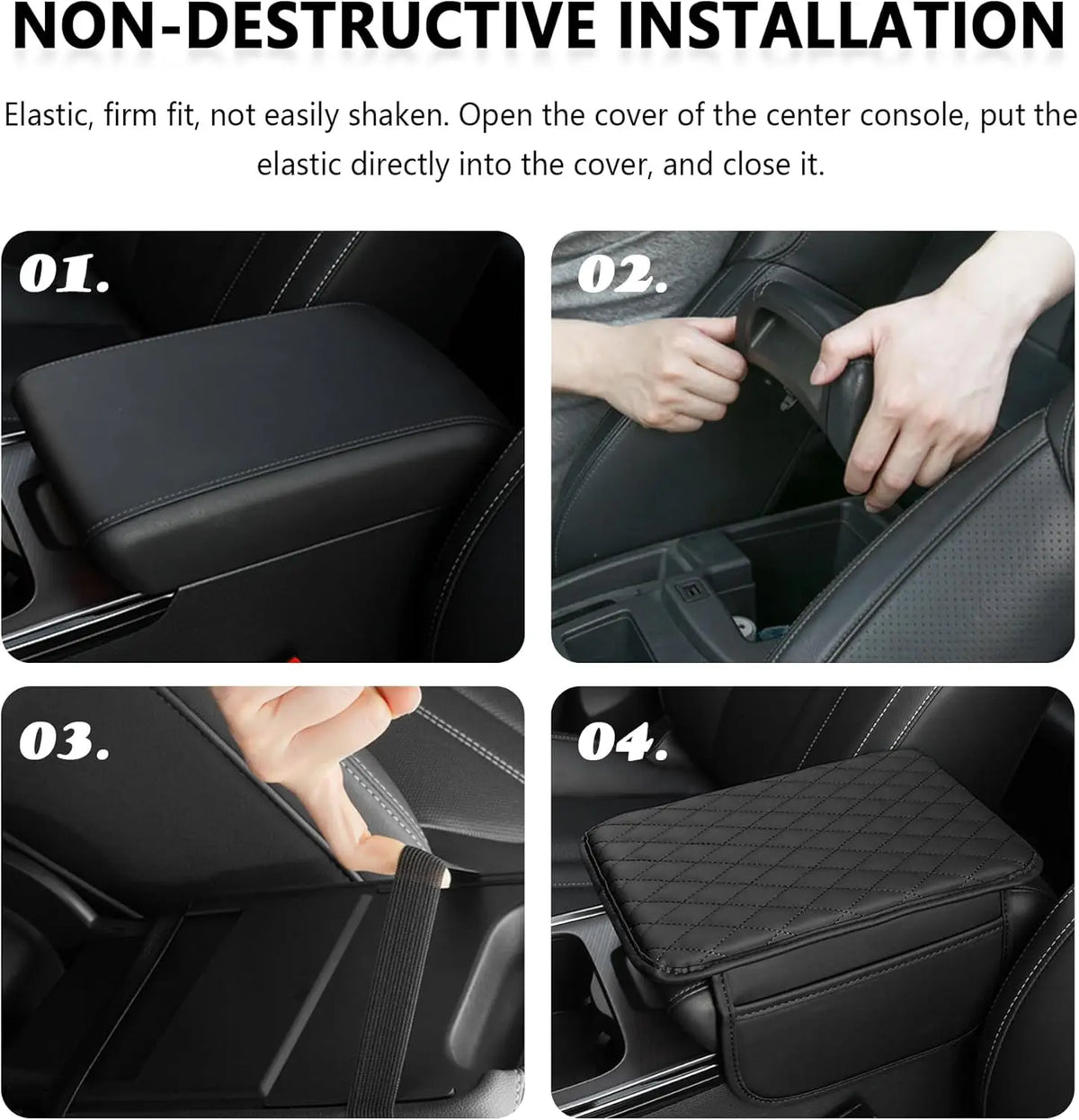 Upgraded Microfiber Leather Car Center Console Armrest Cover Cushion | with 2 Storage Bags | Universal for Most Cars