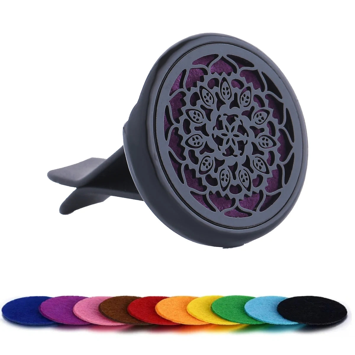 Refillable Car Air Freshener | Vent Clip Diffuser with 10 Gaskets close-up view