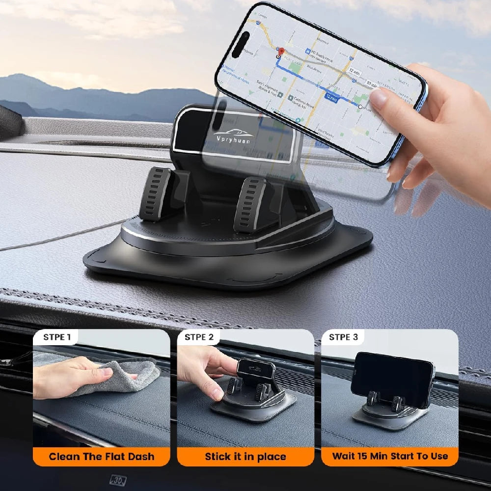 1PCS 360° Phone Holder Rotating Car, Non-slip Dashboard Cell Phone Holder, Navigation Br detail view