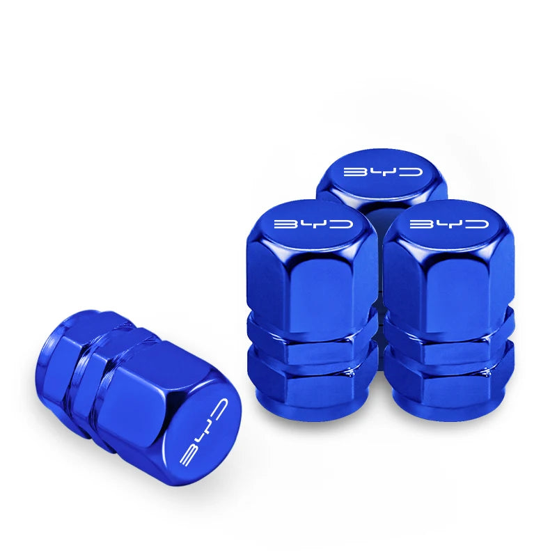 4Pcs Aluminum Alloy Tire Valve Caps for BYD Models | Waterproof Dustproof Cover Set detail view