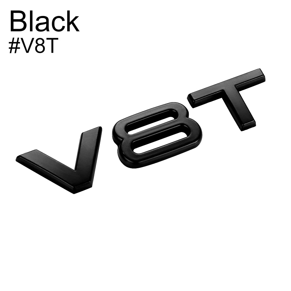 TQQTQQ Car Decal Emblem Badge V6T V8T - 3D Premium Zinc Alloy Decal Sticker Decoration close-up view