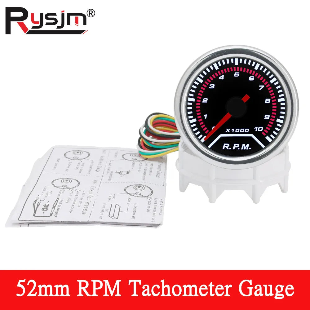 52mm 12V Car Gauge Set | Water Temp Oil Temp Oil Press Voltmeter Tachometer RPM Air Fuel detail view